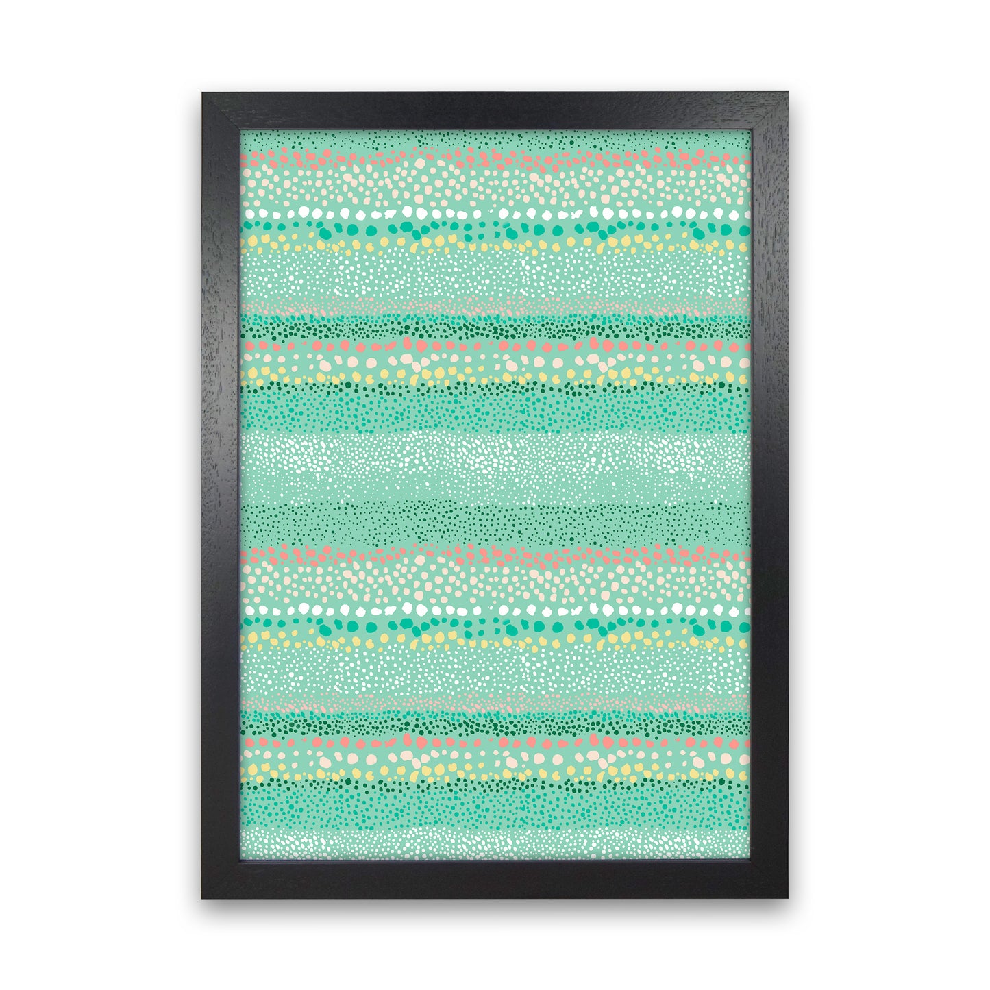 Little Textured Minimal Dots Green Abstract Art Print by Ninola Design Black Grain