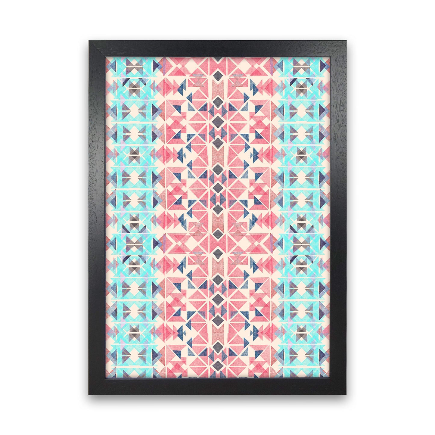 Boho Nomadic Tribal Coral Pastel Abstract Art Print by Ninola Design Black Grain