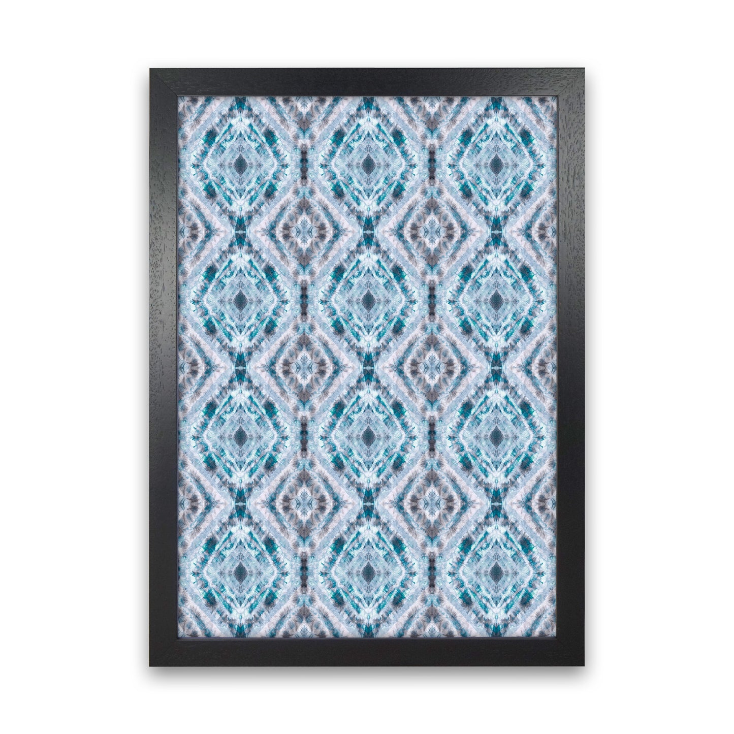 Boho Shibori Blue Abstract Art Print by Ninola Design Black Grain