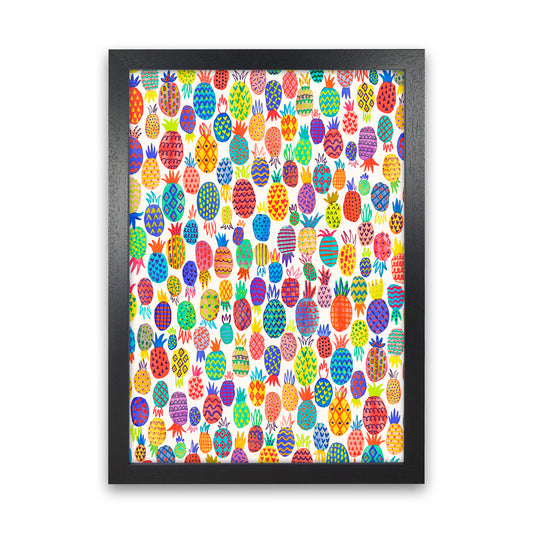 Cute Pineapples Abstract Art Print by Ninola Design Black Grain