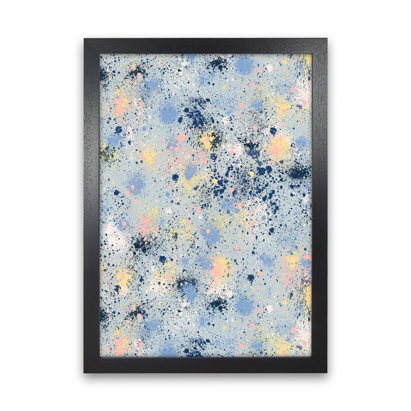 Ink Dust Blue Abstract Art Print by Ninola Design Black Grain