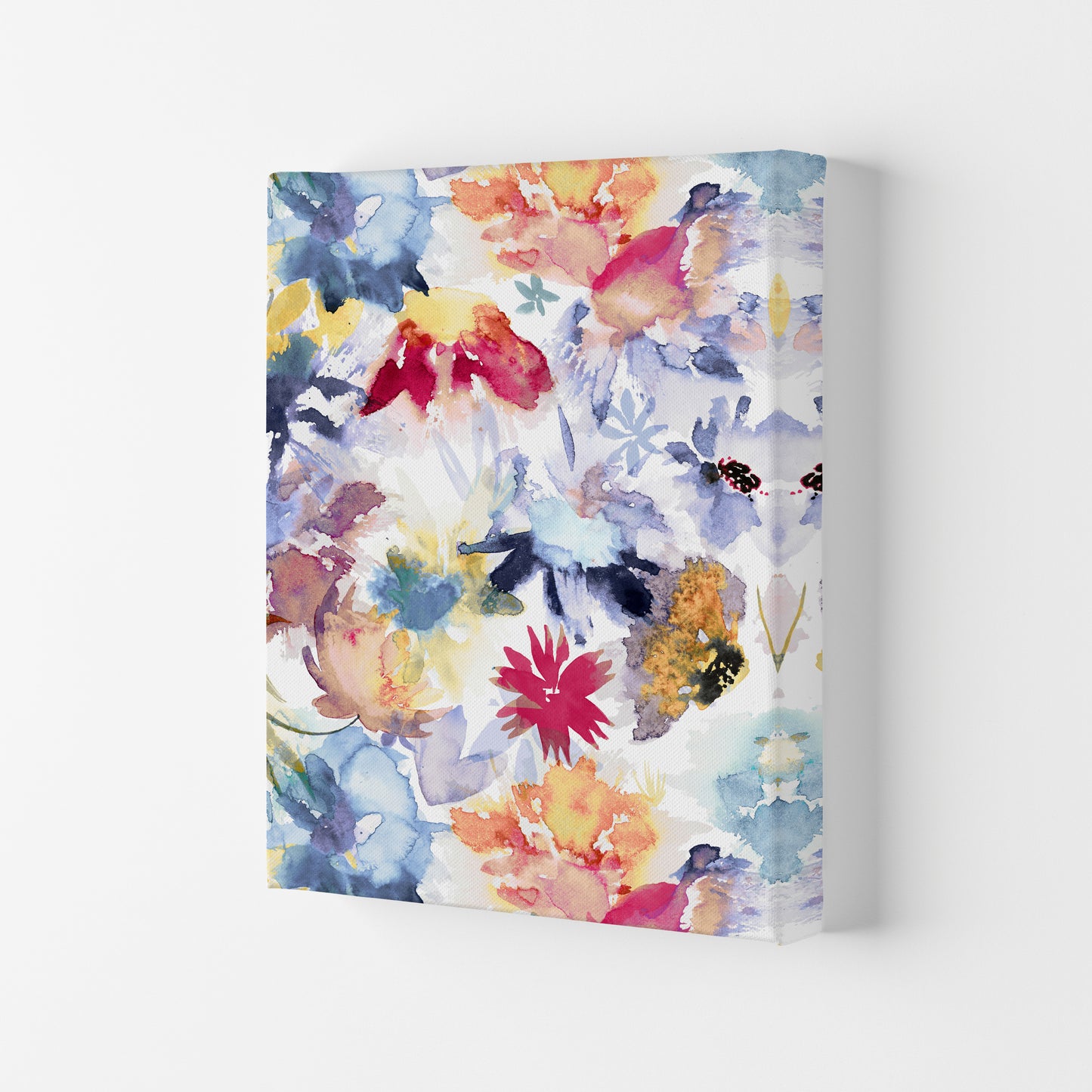 Watercolor Spring Memories Multicolored Abstract Art Print by Ninola Design Canvas