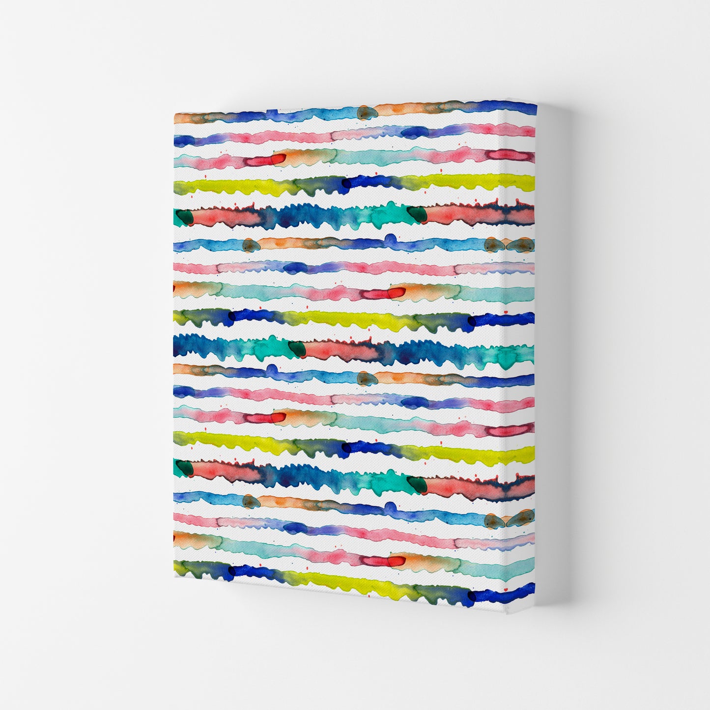 Gradient Watercolor Lines Blue Abstract Art Print by Ninola Design Canvas