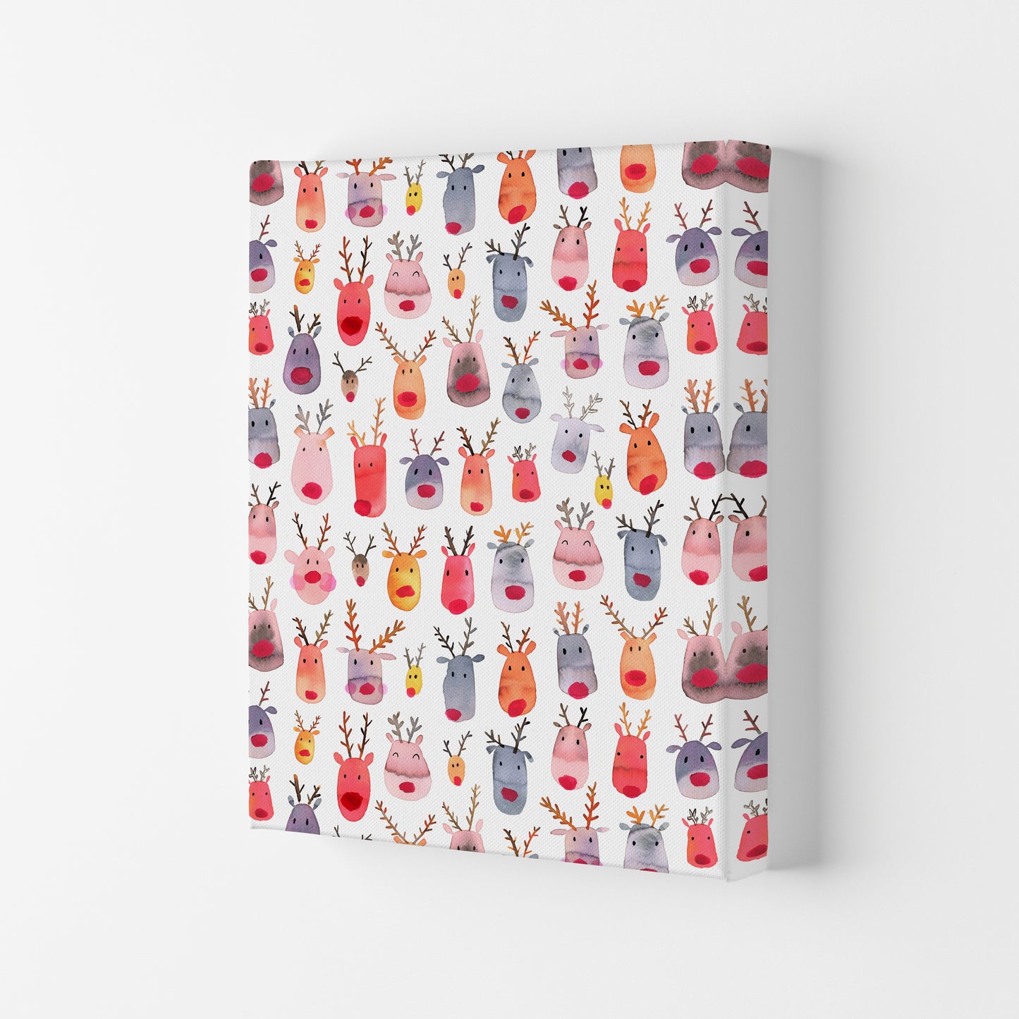 Cute Winter Reindeers Kids Abstract Art Print by Ninola Design Canvas