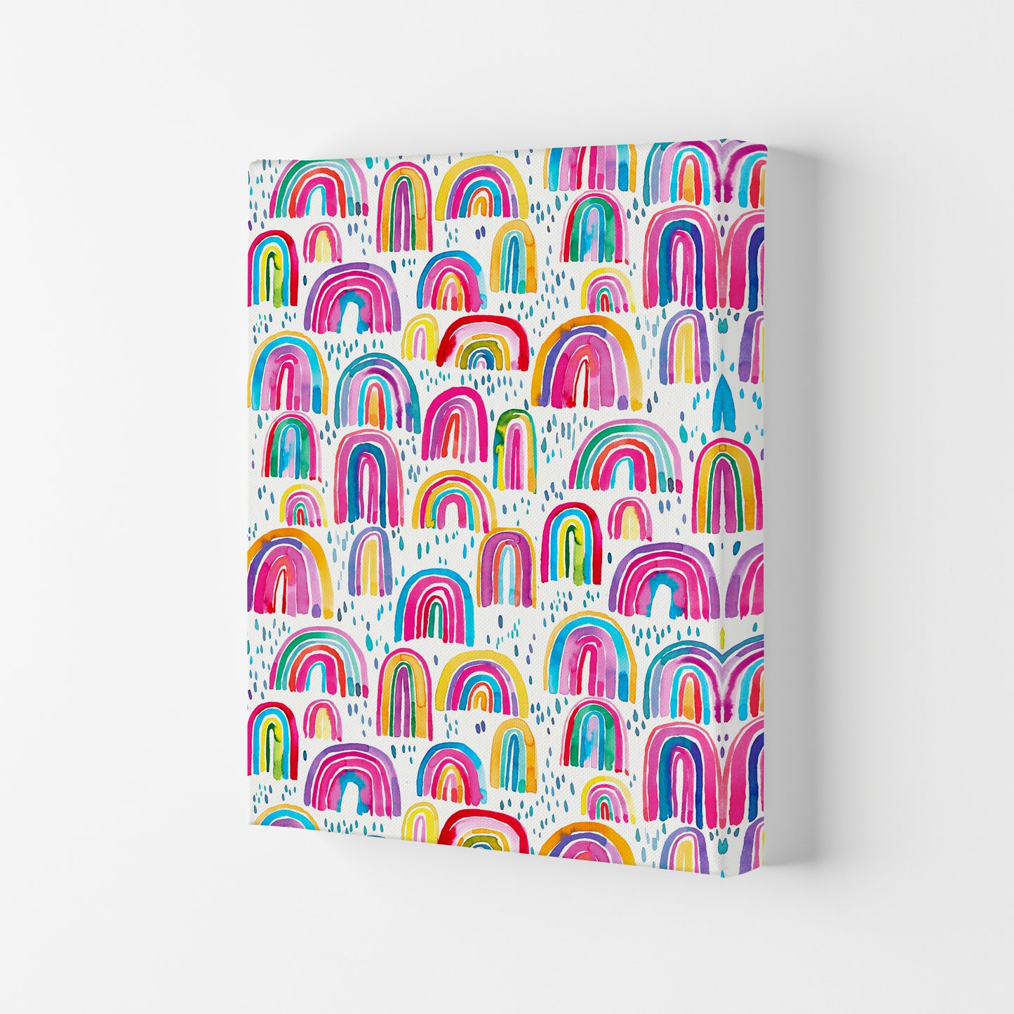 Cute Watercolor Rainbows Abstract Art Print by Ninola Design Canvas