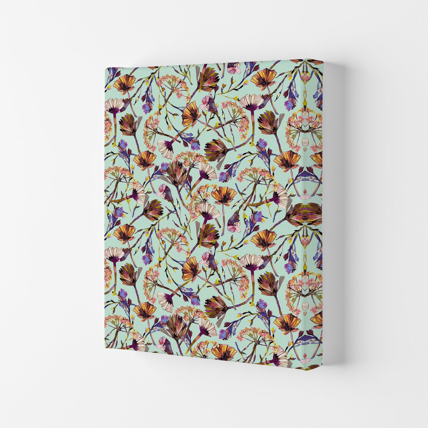 Dry Blue Flowers Collage Abstract Art Print by Ninola Design Canvas