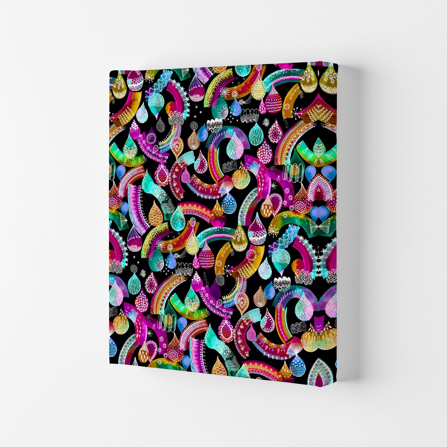 Rainbow Lace Neon Kids Abstract Art Print by Ninola Design Canvas