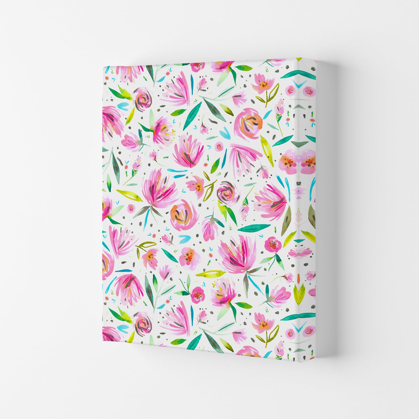 Peonies Pink Abstract Art Print by Ninola Design Canvas