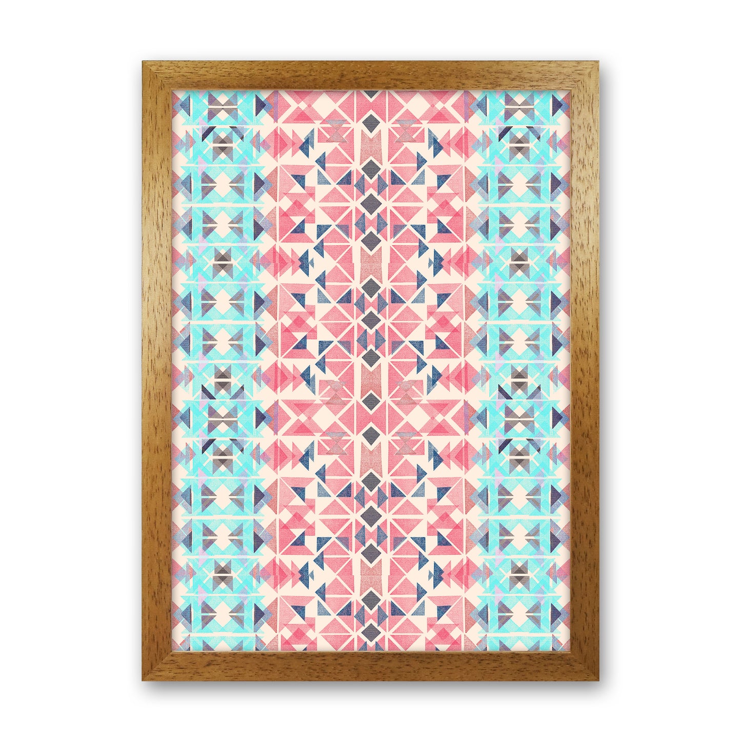 Boho Nomadic Tribal Coral Pastel Abstract Art Print by Ninola Design Oak Grain