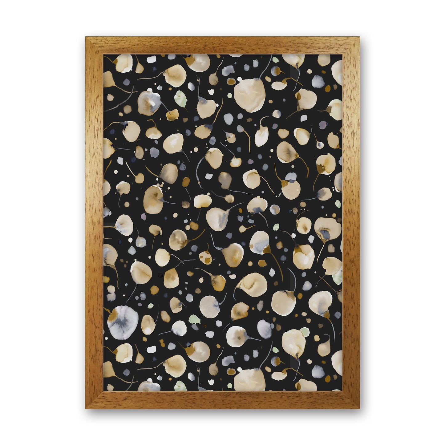 Flying Seeds Gold Silver Abstract Art Print by Ninola Design Oak Grain