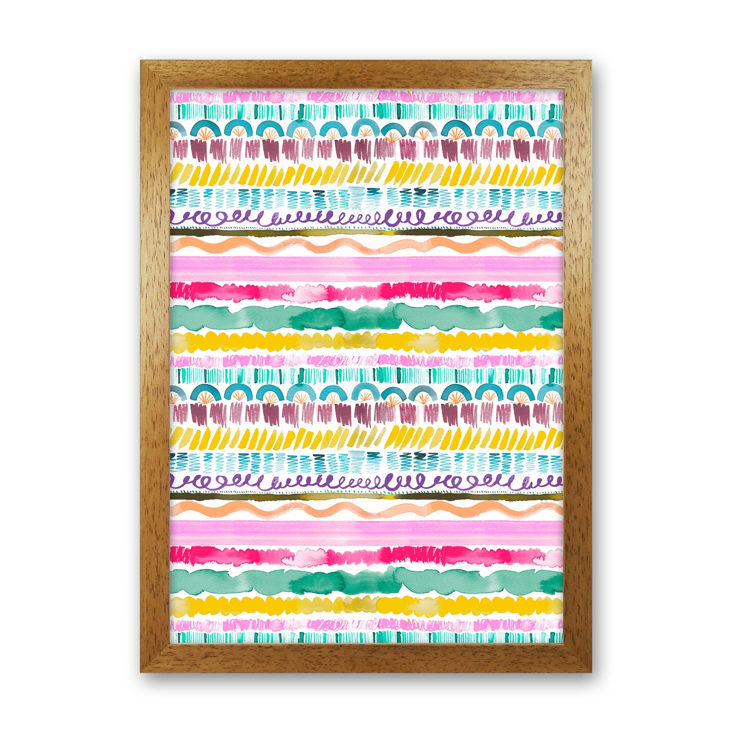 Garlands Tribal Abstract Art Print by Ninola Design Oak Grain