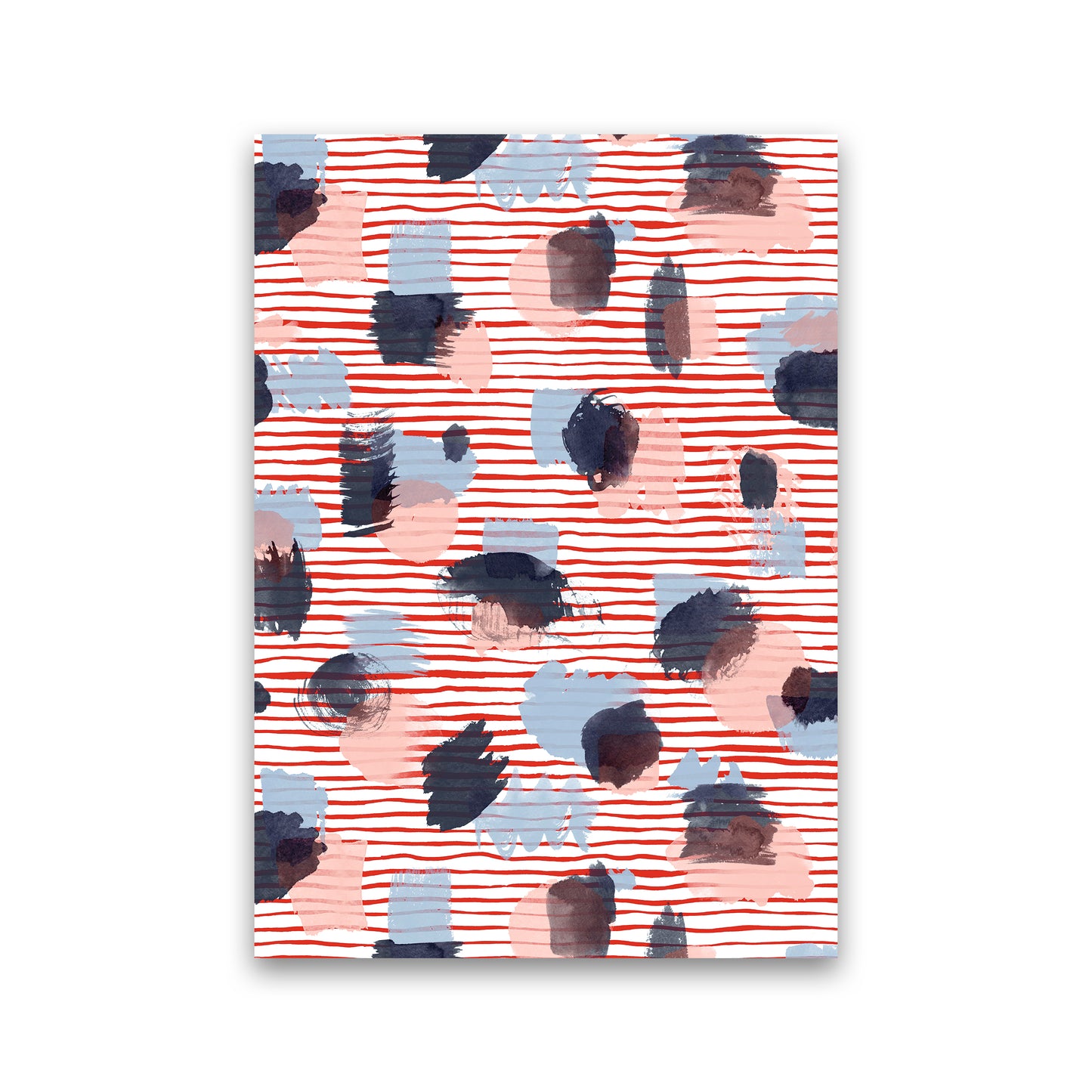 Watercolor Stains Stripes Red Abstract Art Print by Ninola Design Print Only