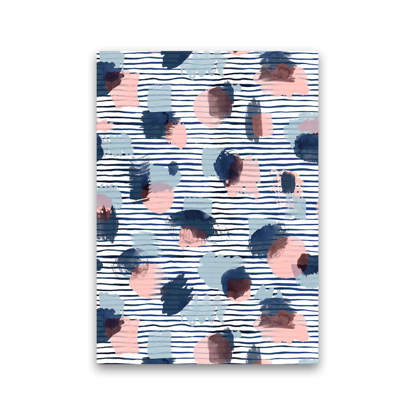 Watercolor Stains Stripes Navy Abstract Art Print by Ninola Design Print Only
