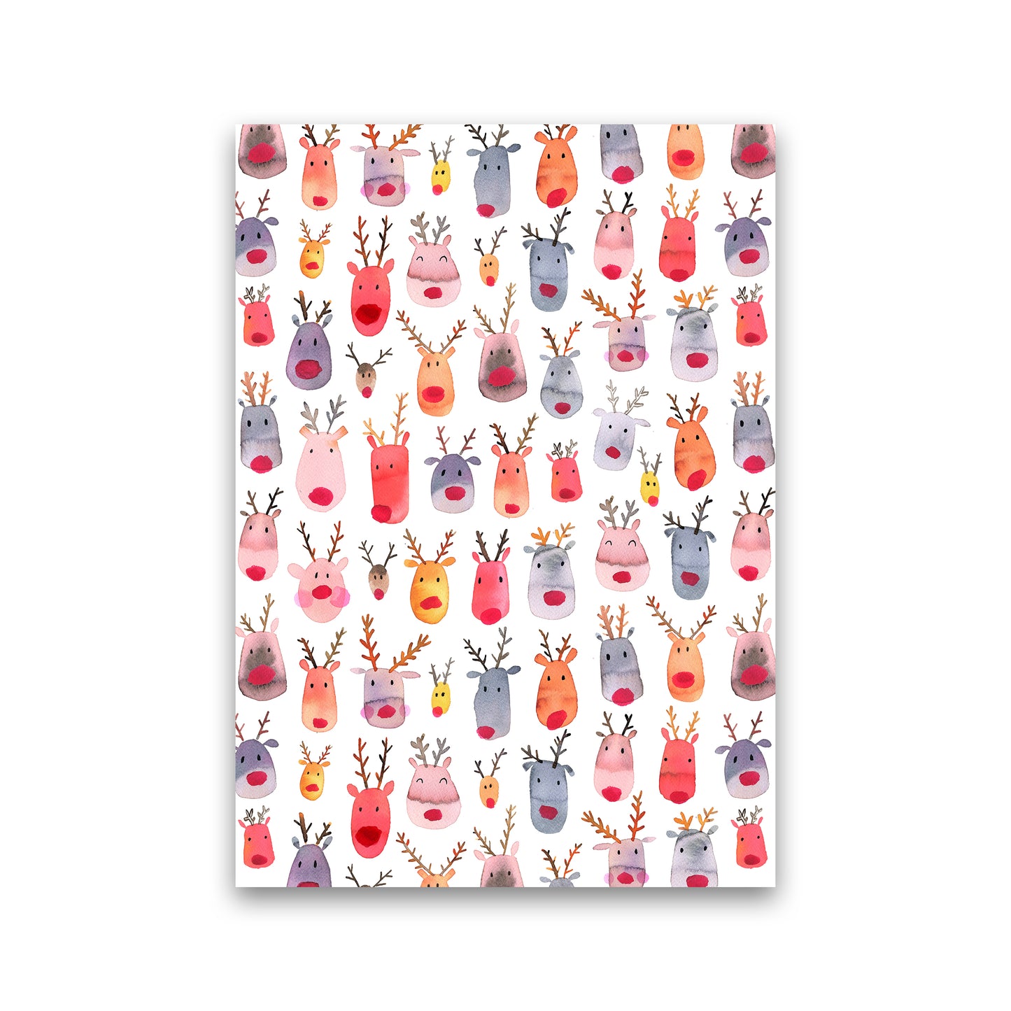 Cute Winter Reindeers Kids Abstract Art Print by Ninola Design Print Only
