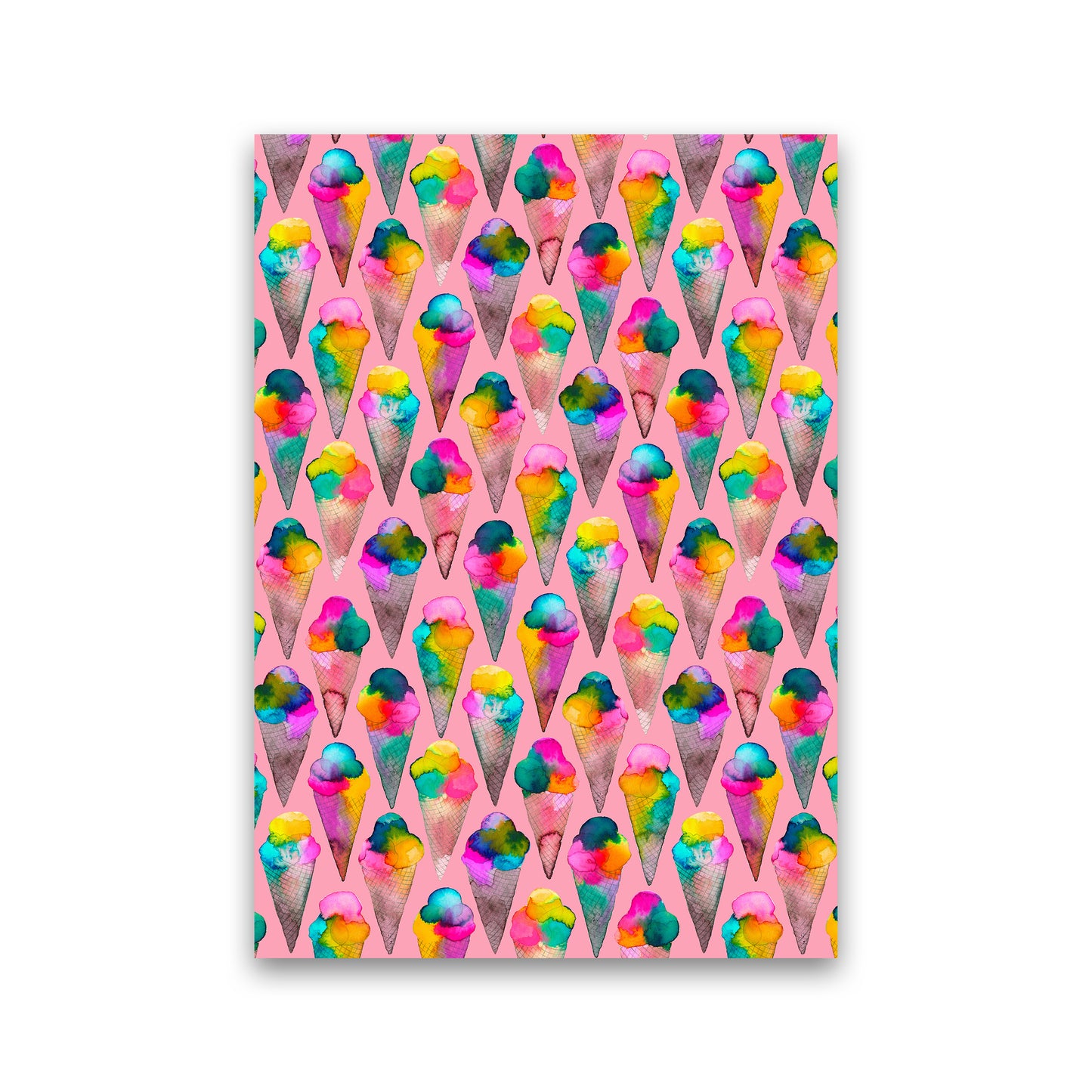 Cute Ice Creams Kids Pink Abstract Art Print by Ninola Design Print Only
