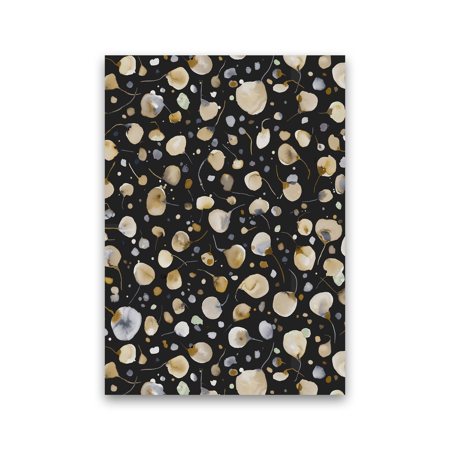 Flying Seeds Gold Silver Abstract Art Print by Ninola Design Print Only