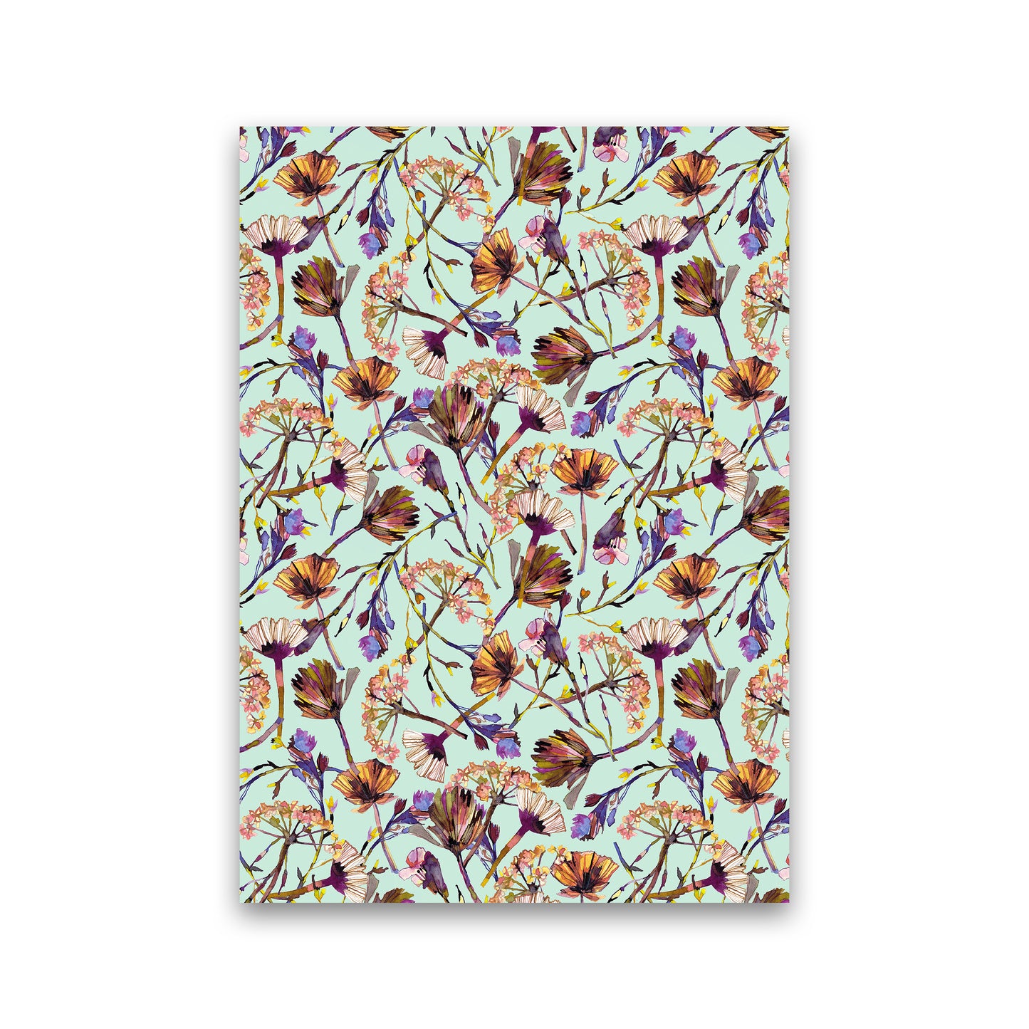 Dry Blue Flowers Collage Abstract Art Print by Ninola Design Print Only