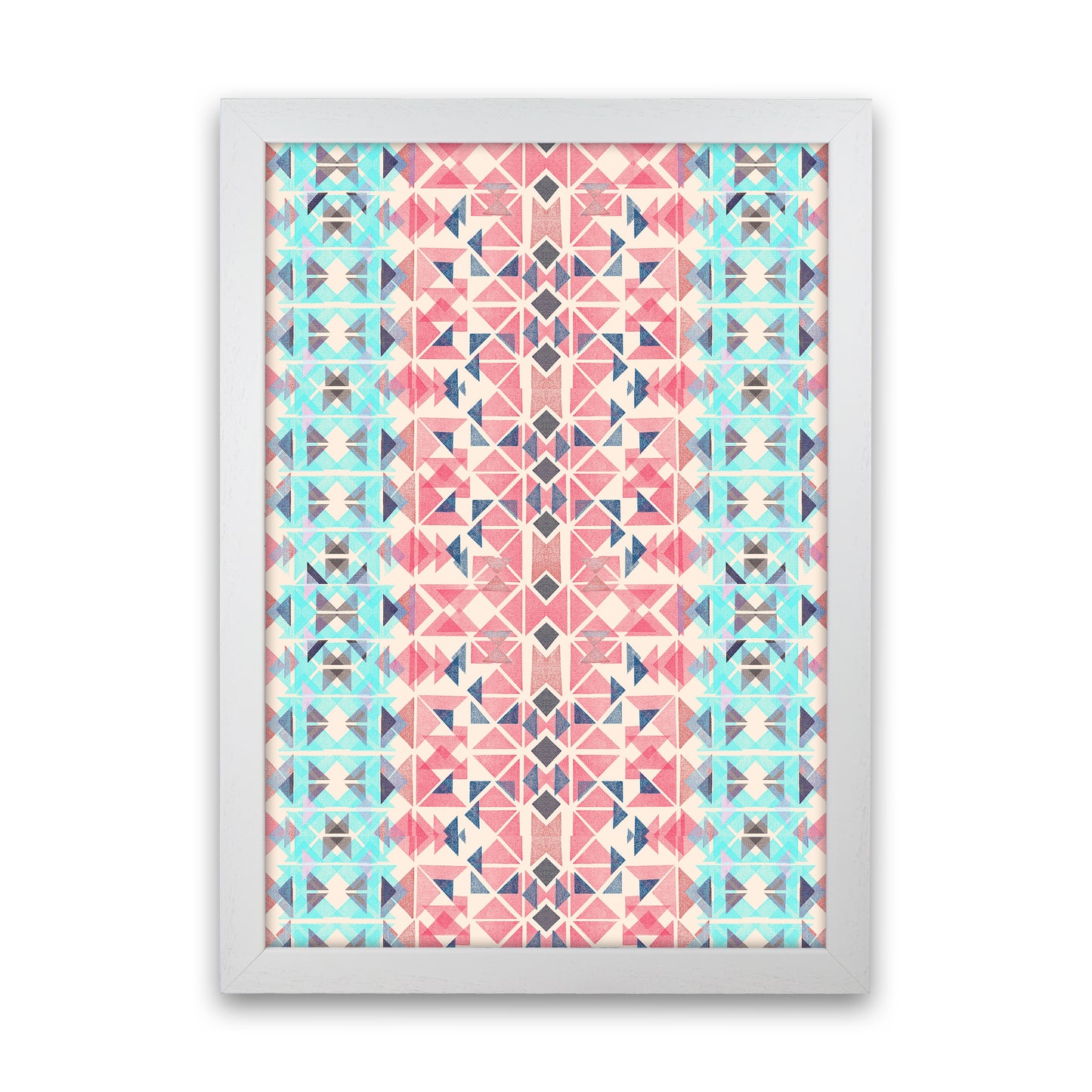Boho Nomadic Tribal Coral Pastel Abstract Art Print by Ninola Design White Grain