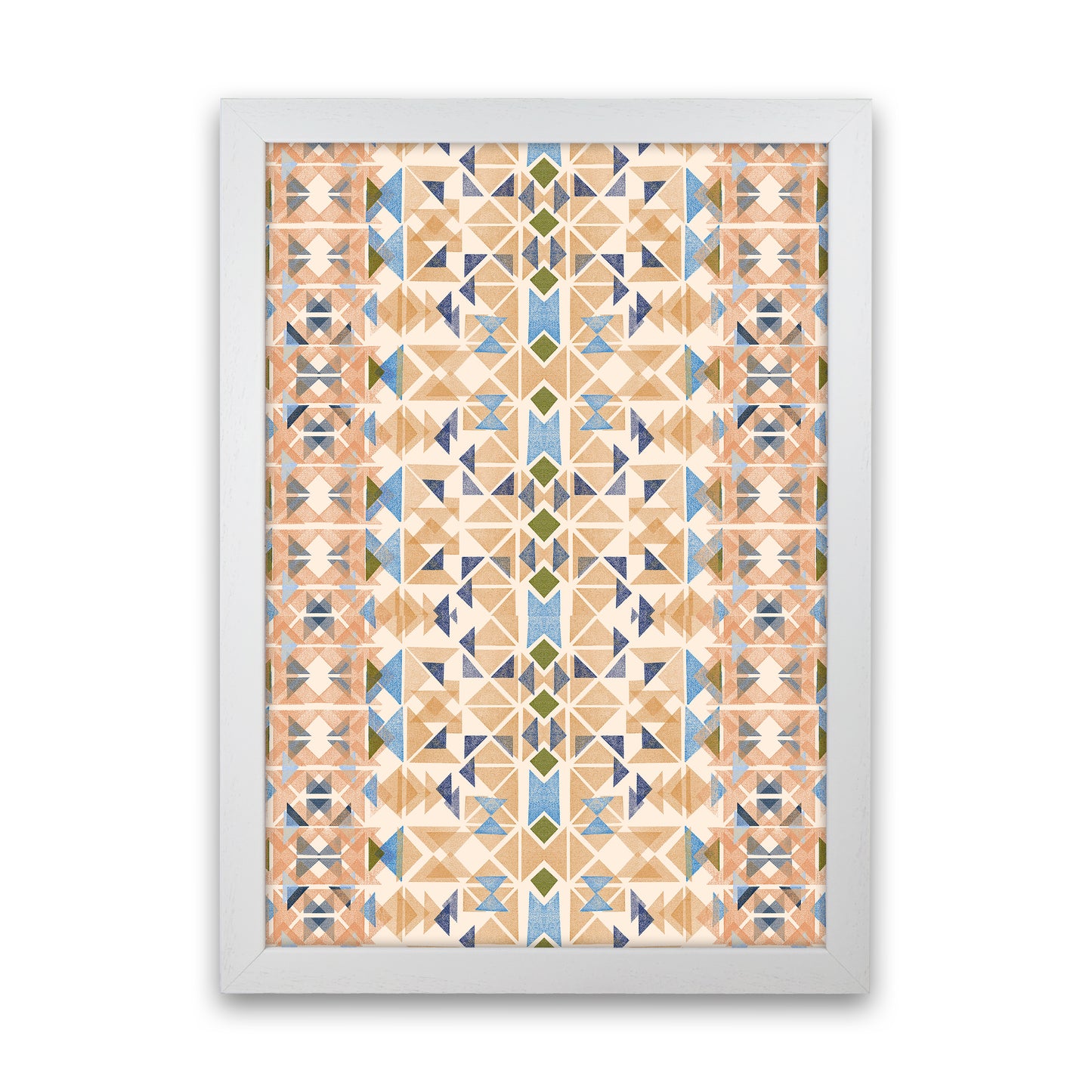 Boho Nomadic Tribal Orange Abstract Art Print by Ninola Design White Grain