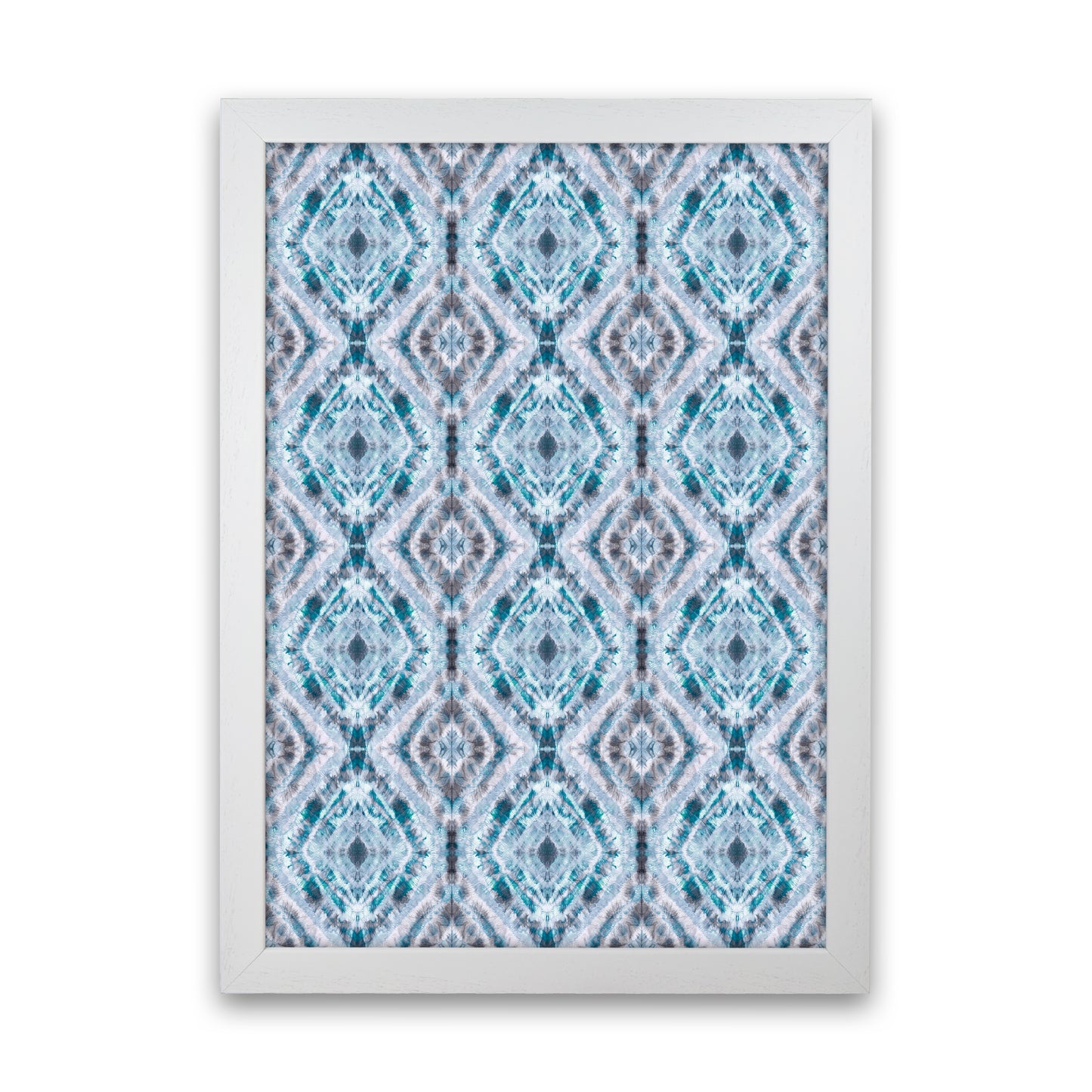 Boho Shibori Blue Abstract Art Print by Ninola Design White Grain