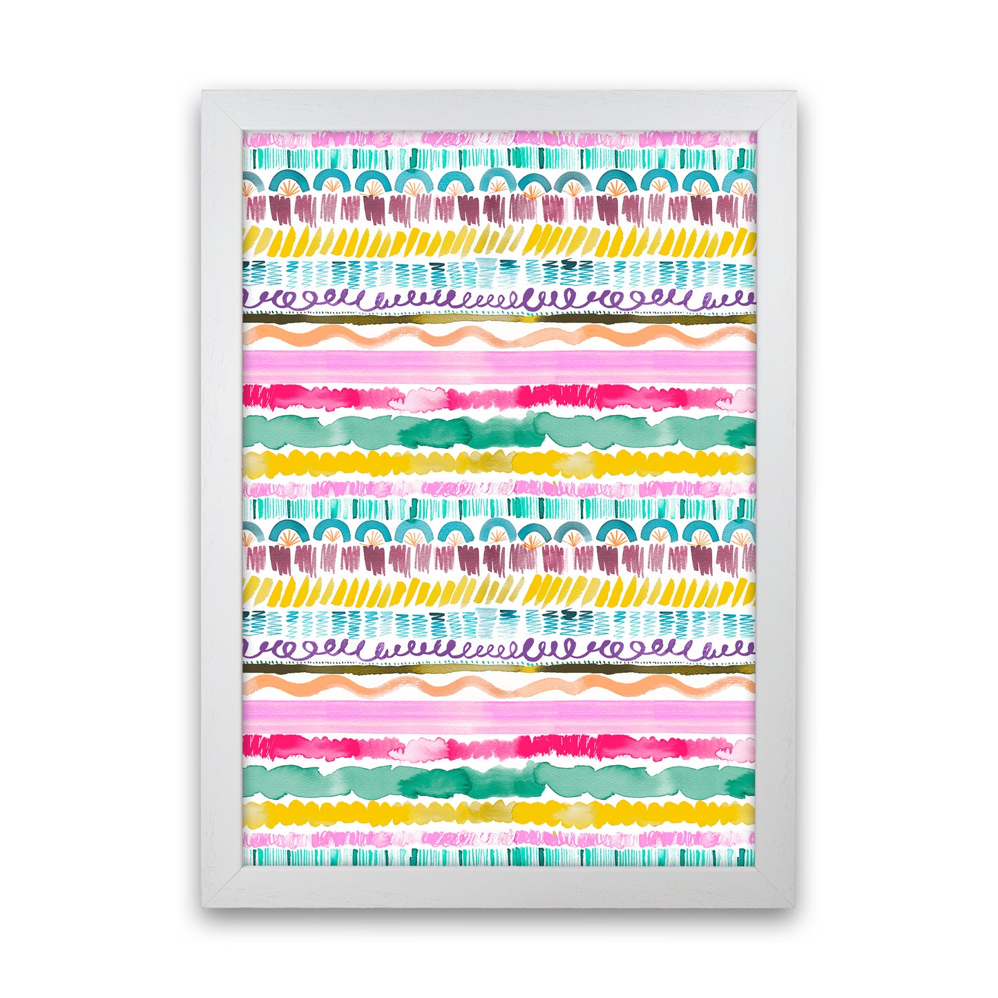 Garlands Tribal Abstract Art Print by Ninola Design White Grain