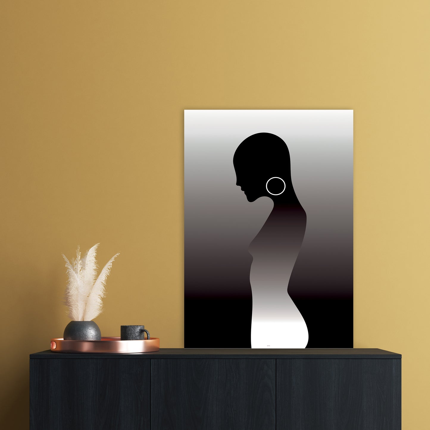 PJ-836-13 Woman of darkness Abstract Art Print by Nordic Creators A1 Black Frame