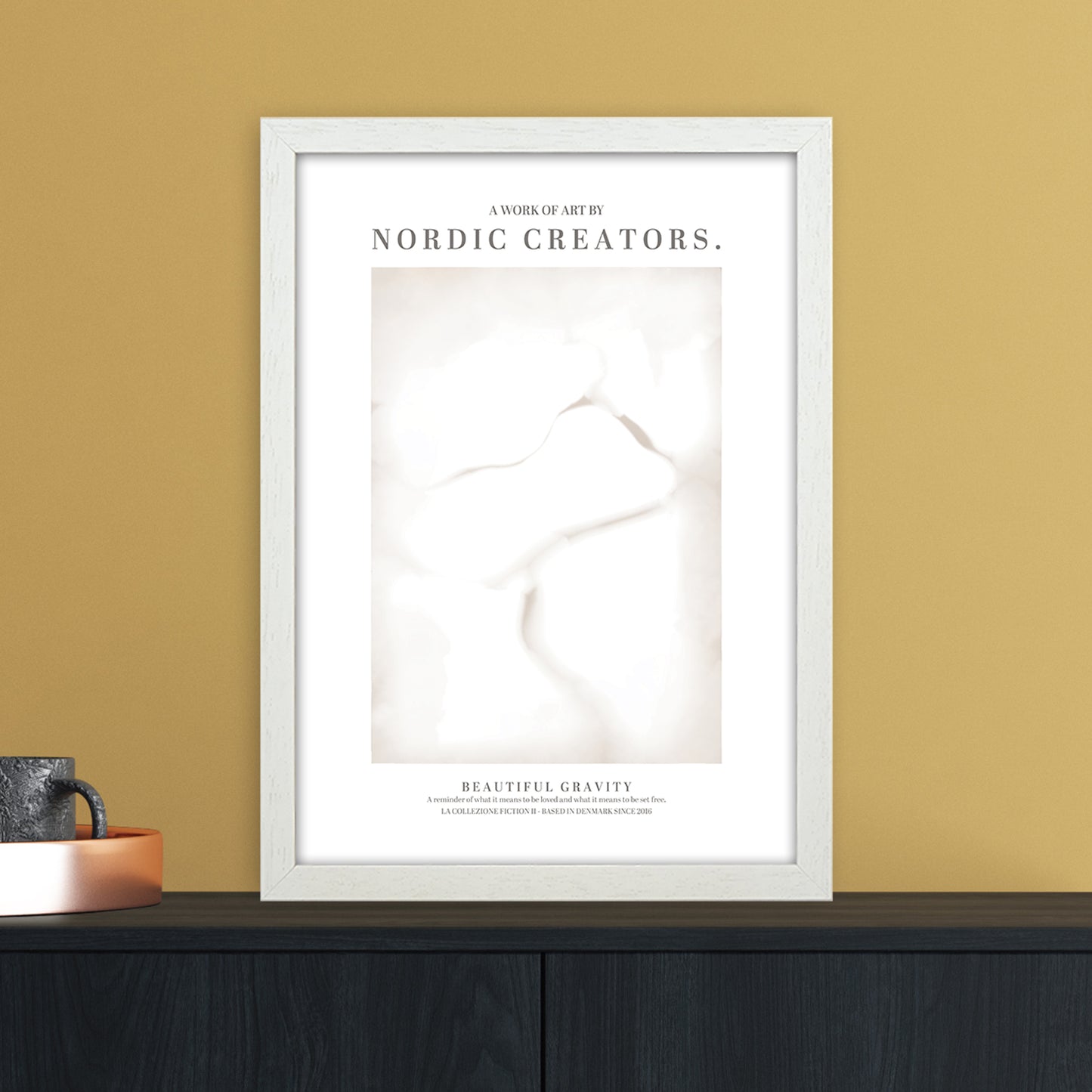 Beautiful Gravity Abstract Art Print by Nordic Creators A3 Oak Frame