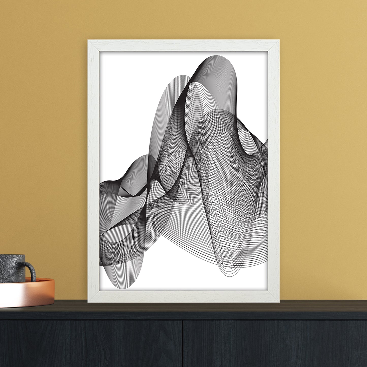Graphic Abstract Art Print by Nordic Creators A3 Oak Frame