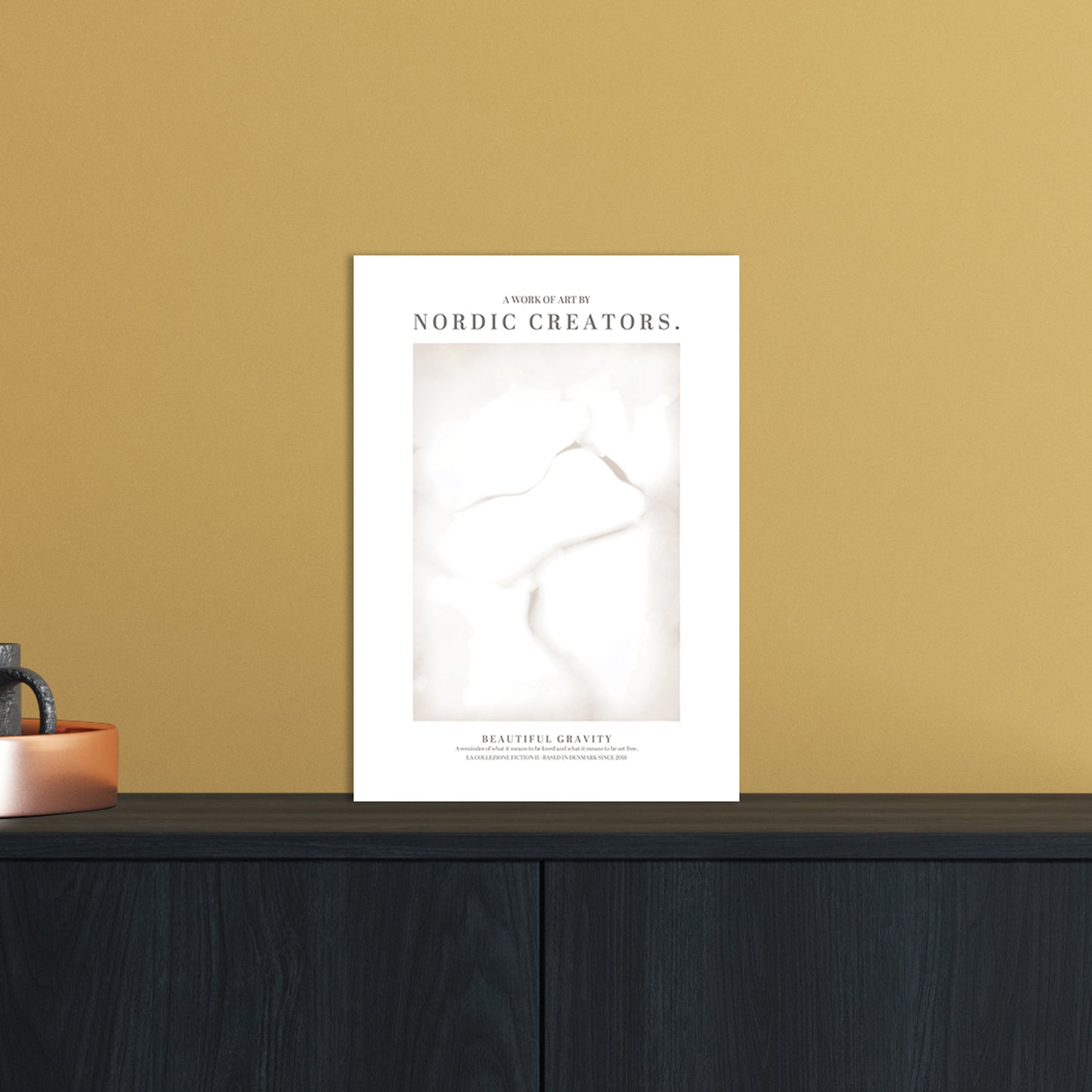 Beautiful Gravity Abstract Art Print by Nordic Creators A4 Black Frame