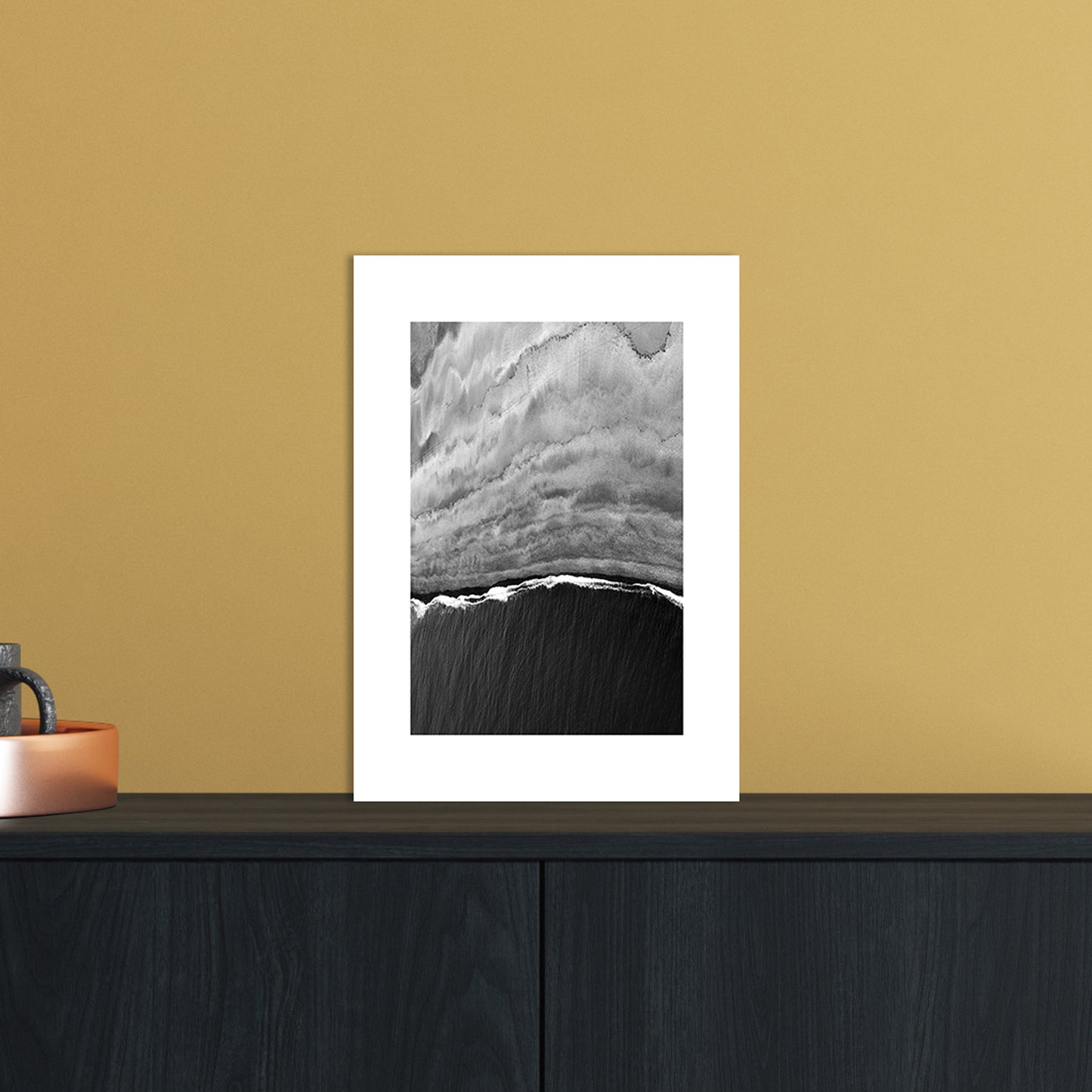 Black Ocean Abstract Art Print by Nordic Creators A4 Black Frame