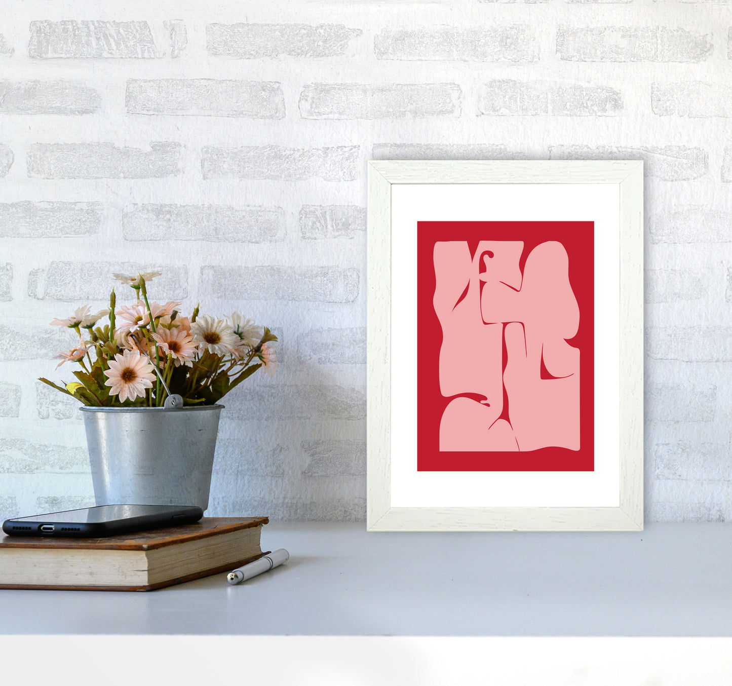 Abstract Art Print by Nordic Creators A4 Oak Frame