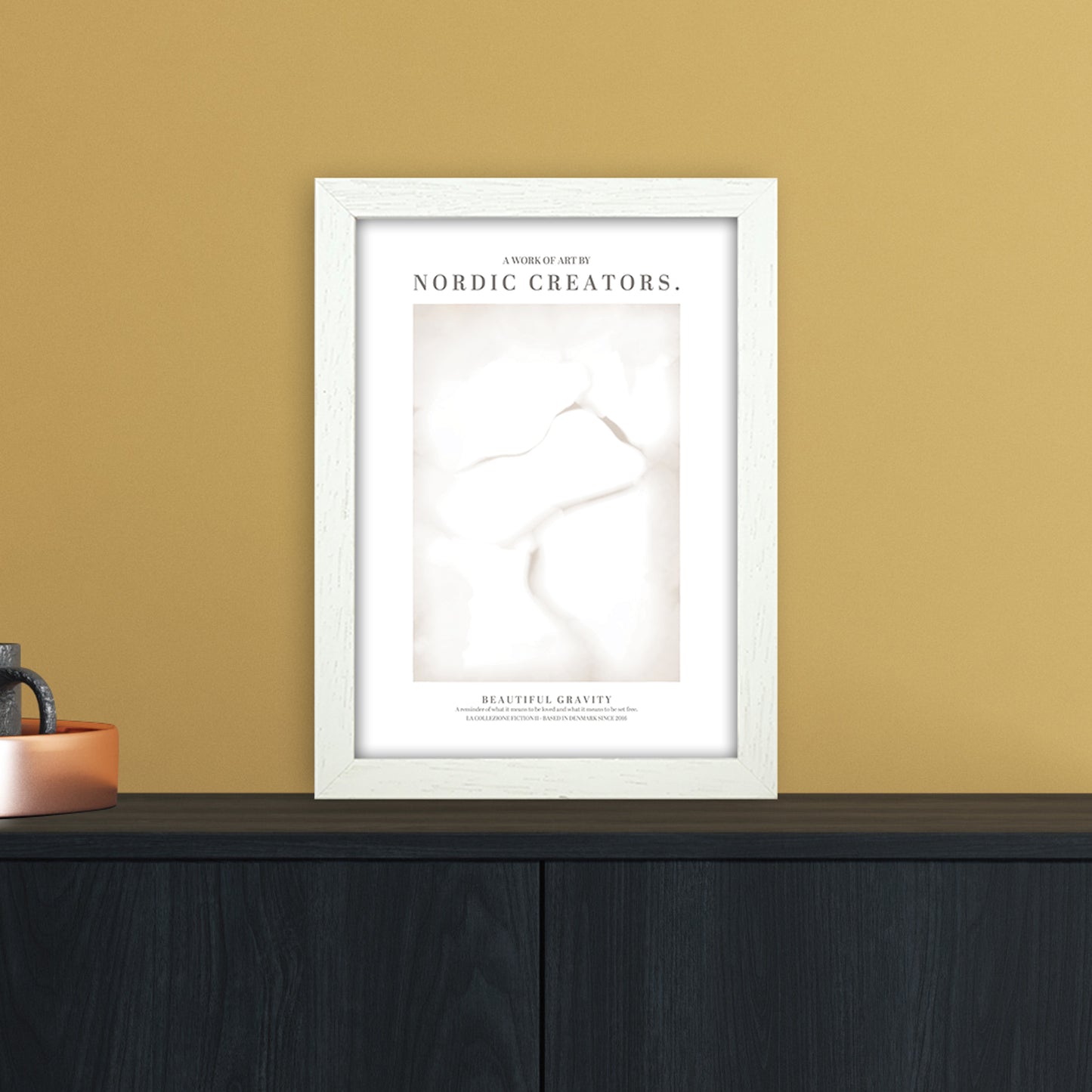 Beautiful Gravity Abstract Art Print by Nordic Creators A4 Oak Frame
