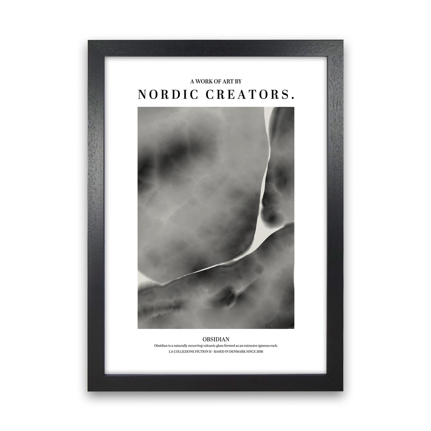 Obsidian Abstract Art Print by Nordic Creators Black Grain