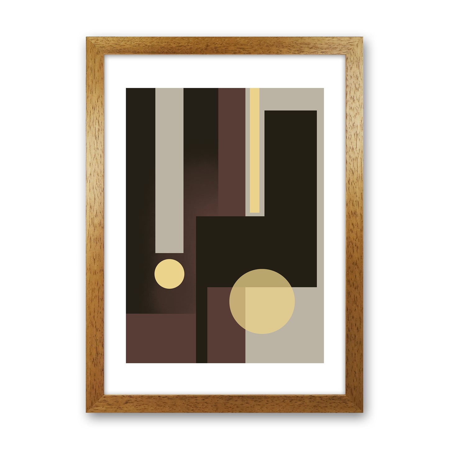 Grey Brown & Yellow Abstract Art Print by Nordic Creators Oak Grain