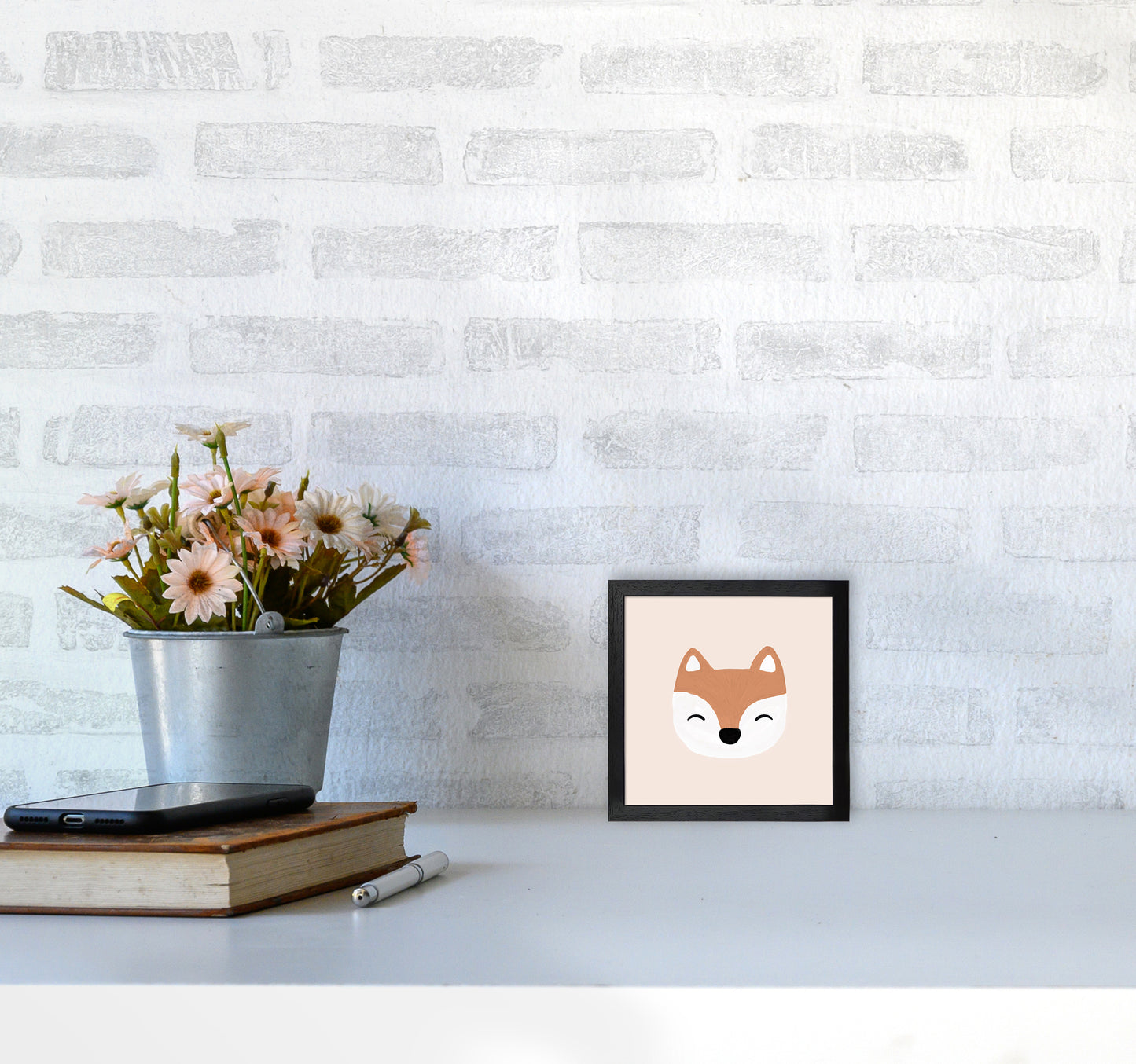 Blush Fox Christmas Art Print by Orara Studio3030 White Frame