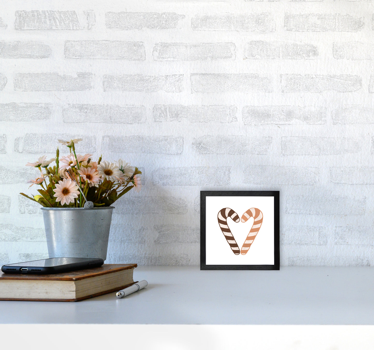 Candy Canes Christmas Art Print by Orara Studio3030 White Frame