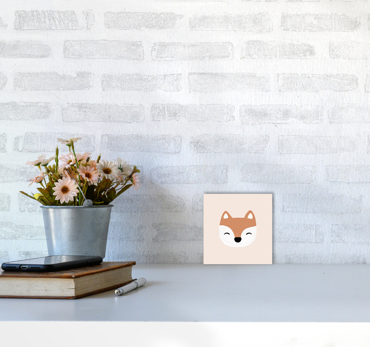 Blush Fox Christmas Art Print by Orara Studio3030 Black Frame