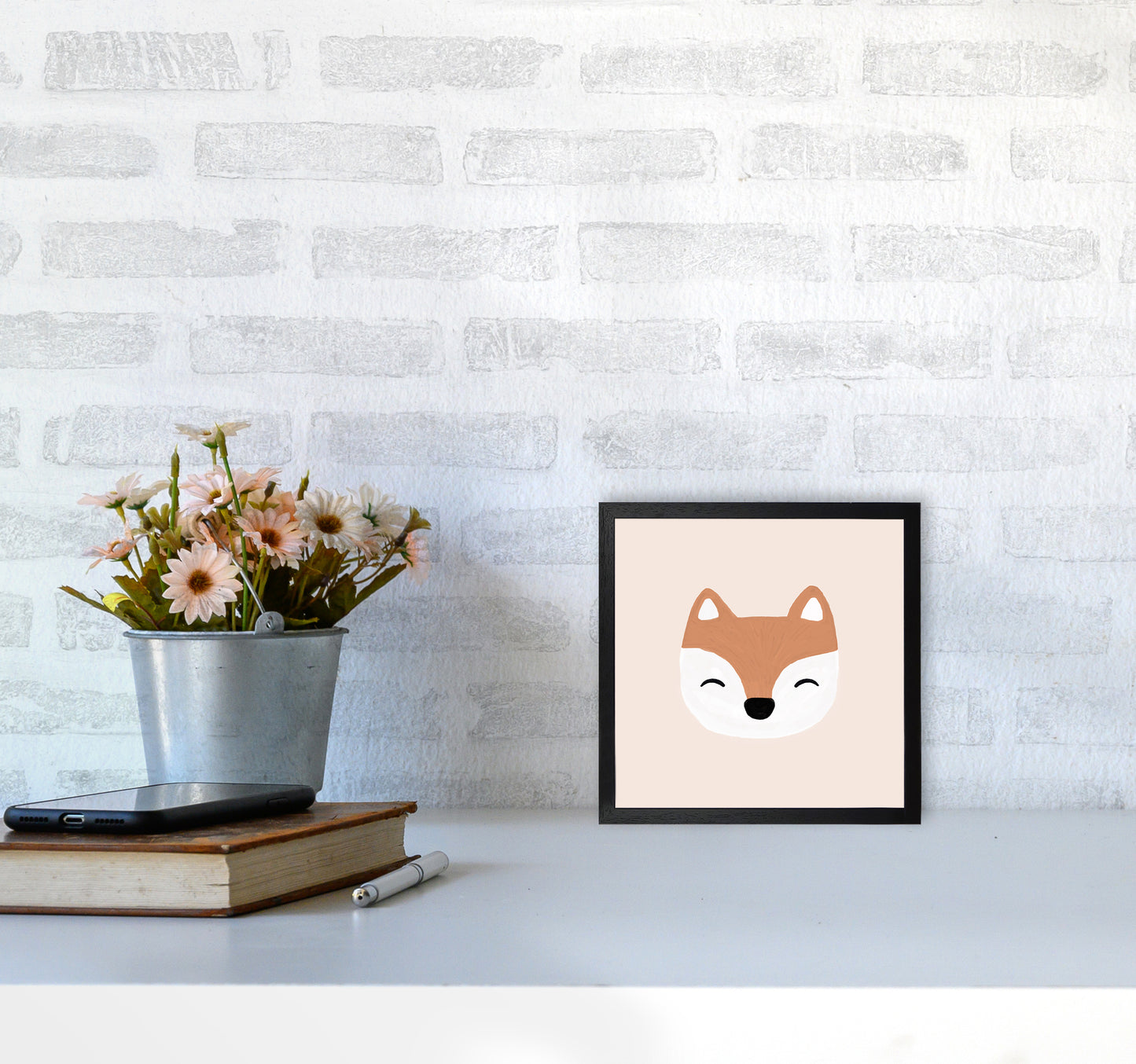 Blush Fox Christmas Art Print by Orara Studio4040 White Frame