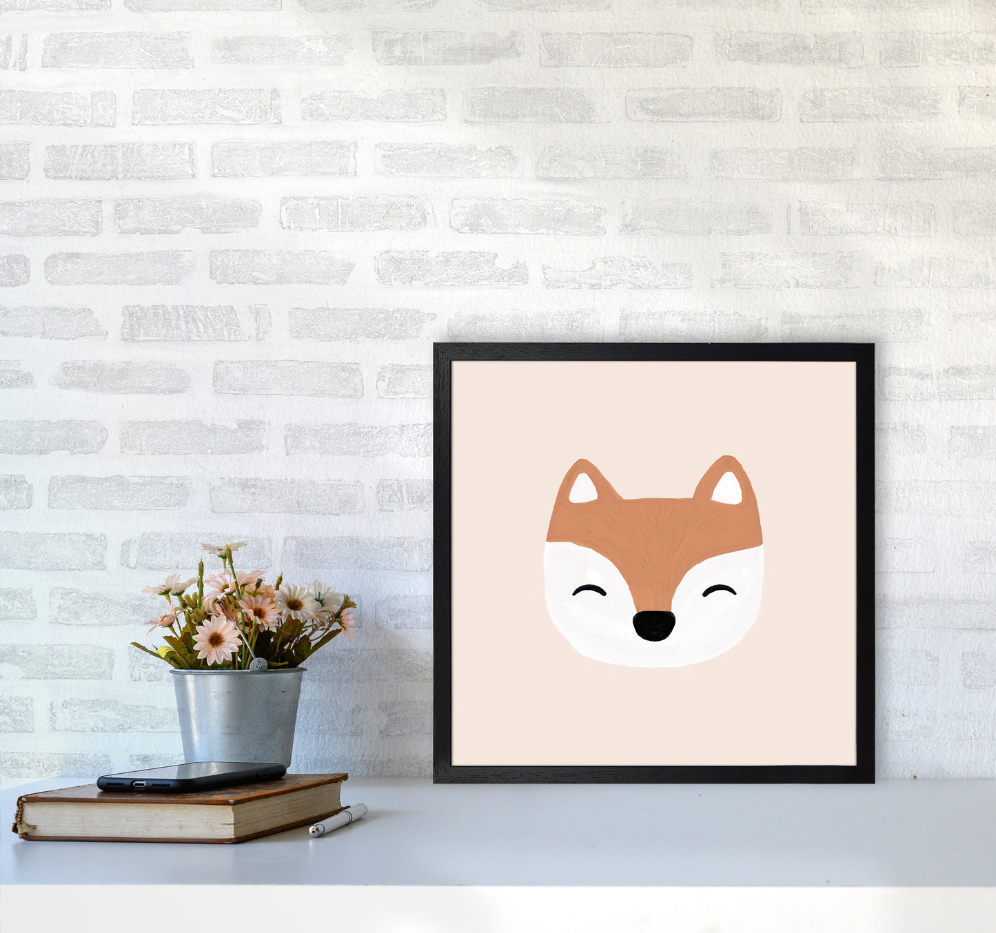 Blush Fox Christmas Art Print by Orara Studio5050 White Frame