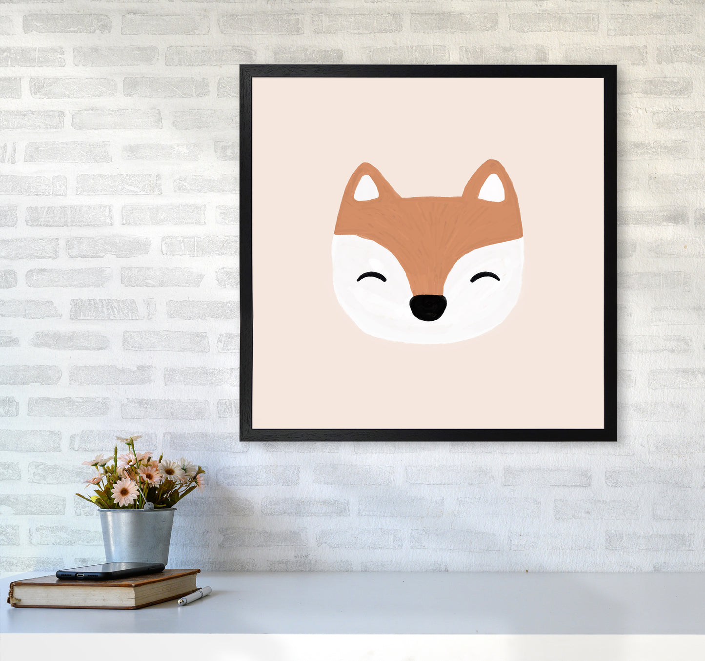 Blush Fox Christmas Art Print by Orara Studio6060 White Frame