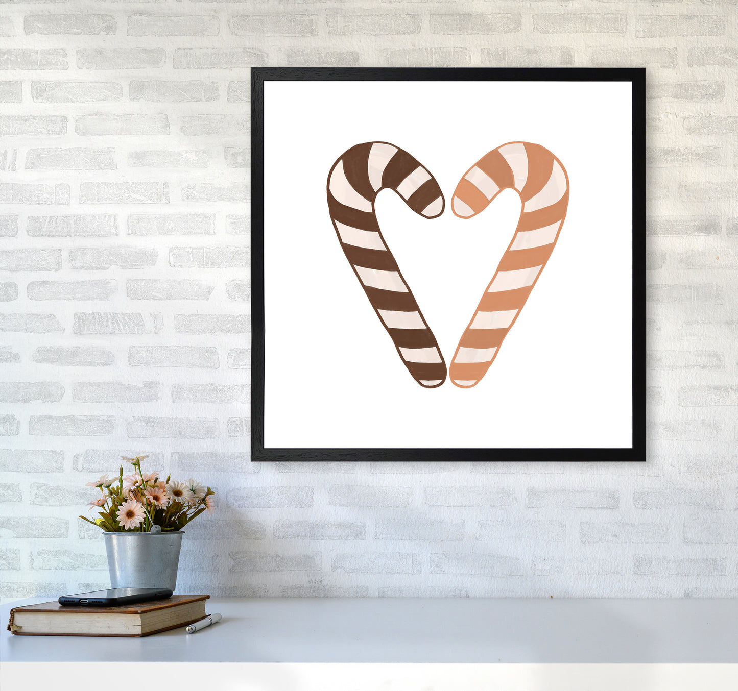 Candy Canes Christmas Art Print by Orara Studio6060 White Frame