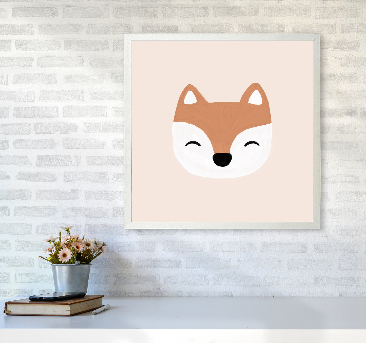 Blush Fox Christmas Art Print by Orara Studio6060 Oak Frame