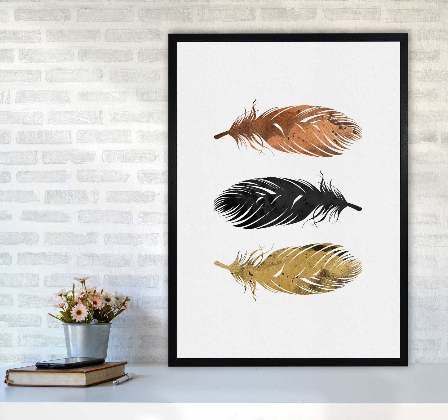 Feathers Print By Orara Studio, Framed Botanical & Nature Art Print A1 White Frame