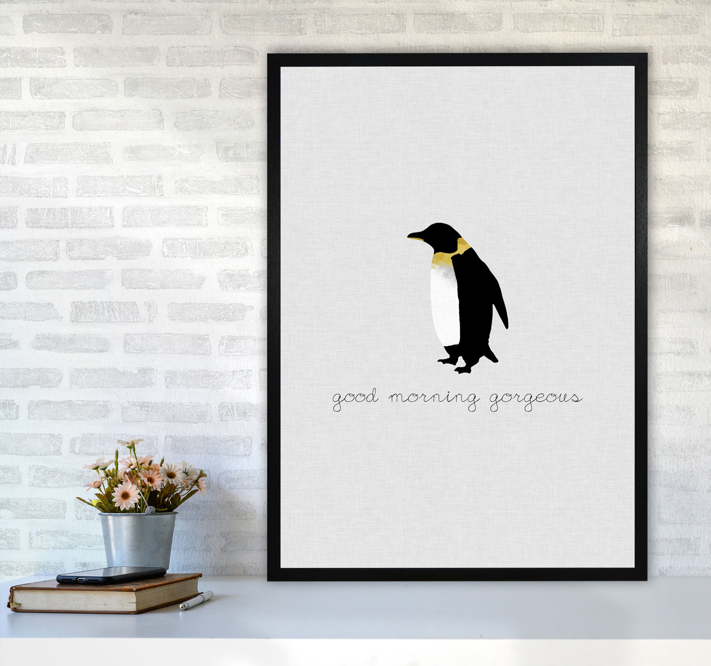 Good Morning Gorgeous Animal Quote Print By Orara Studio A1 White Frame