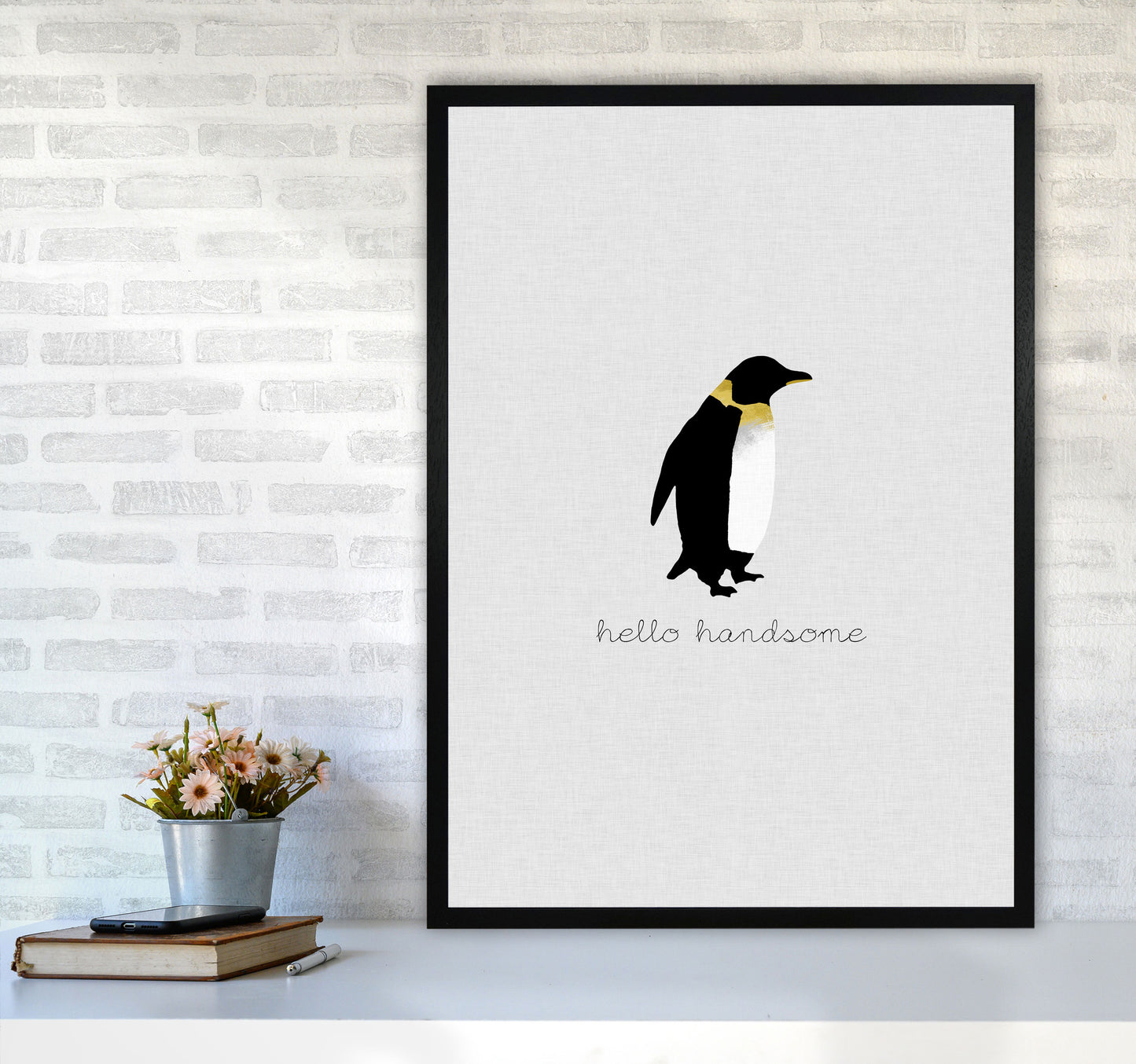 Hello Handsome Animal Quote Print By Orara Studio A1 White Frame