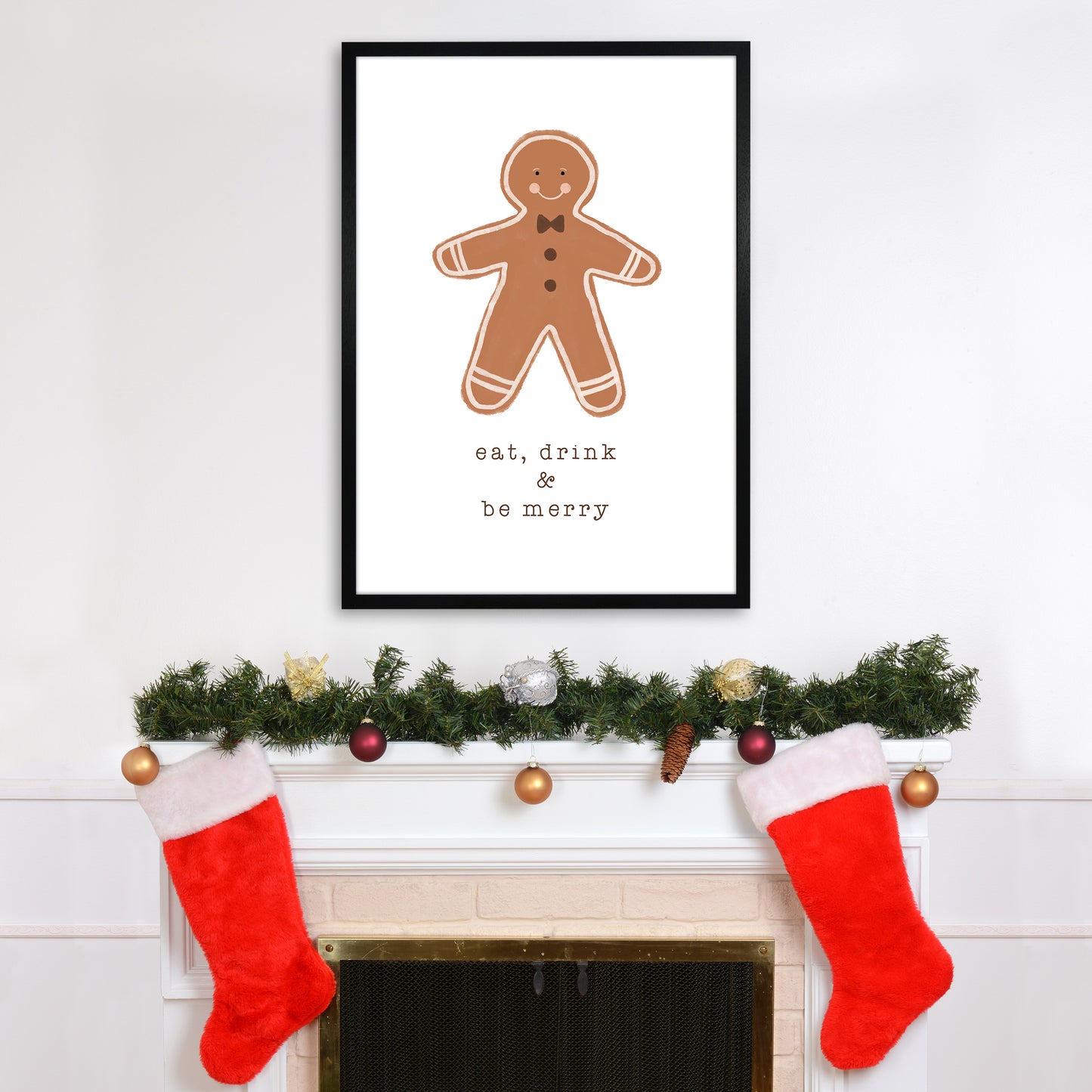 Eat Drink & Be Merry Christmas Art Print by Orara Studio A1 White Frame