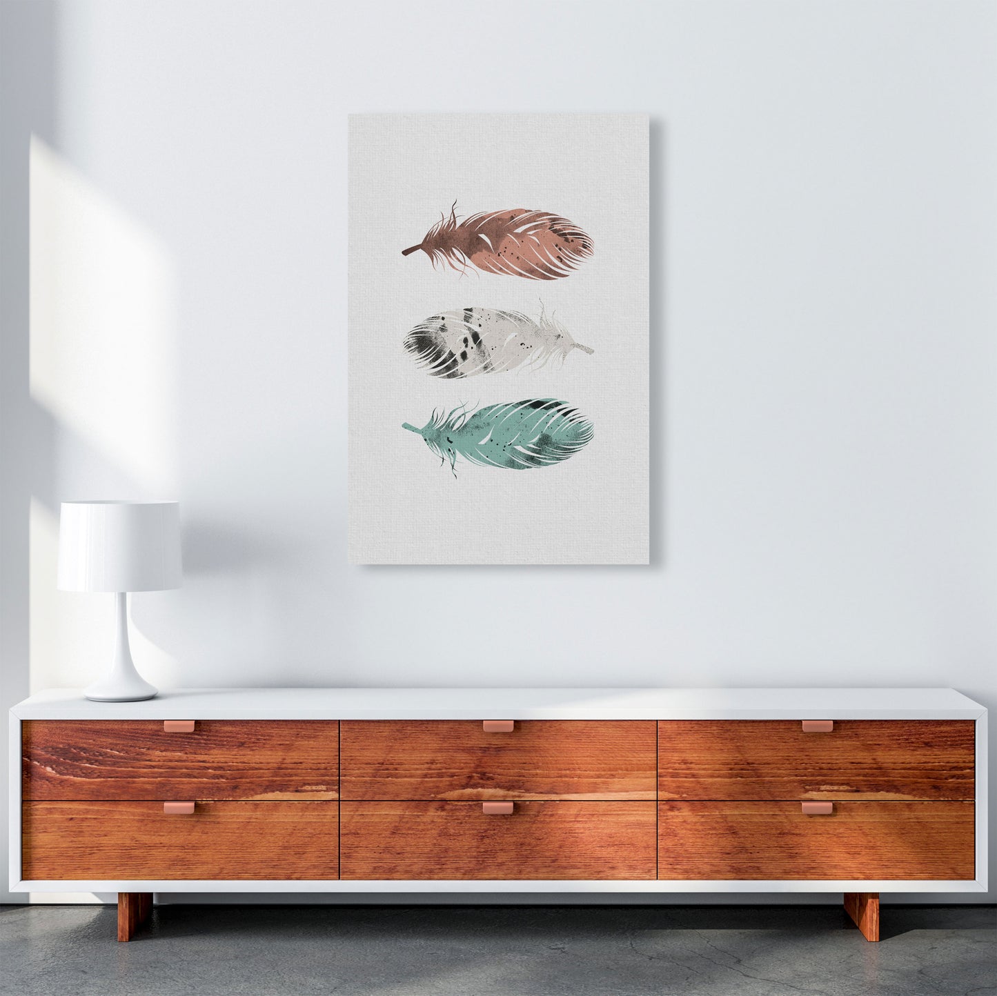 Pastel Feathers Print By Orara Studio, Framed Botanical & Nature Art Print A1 Canvas