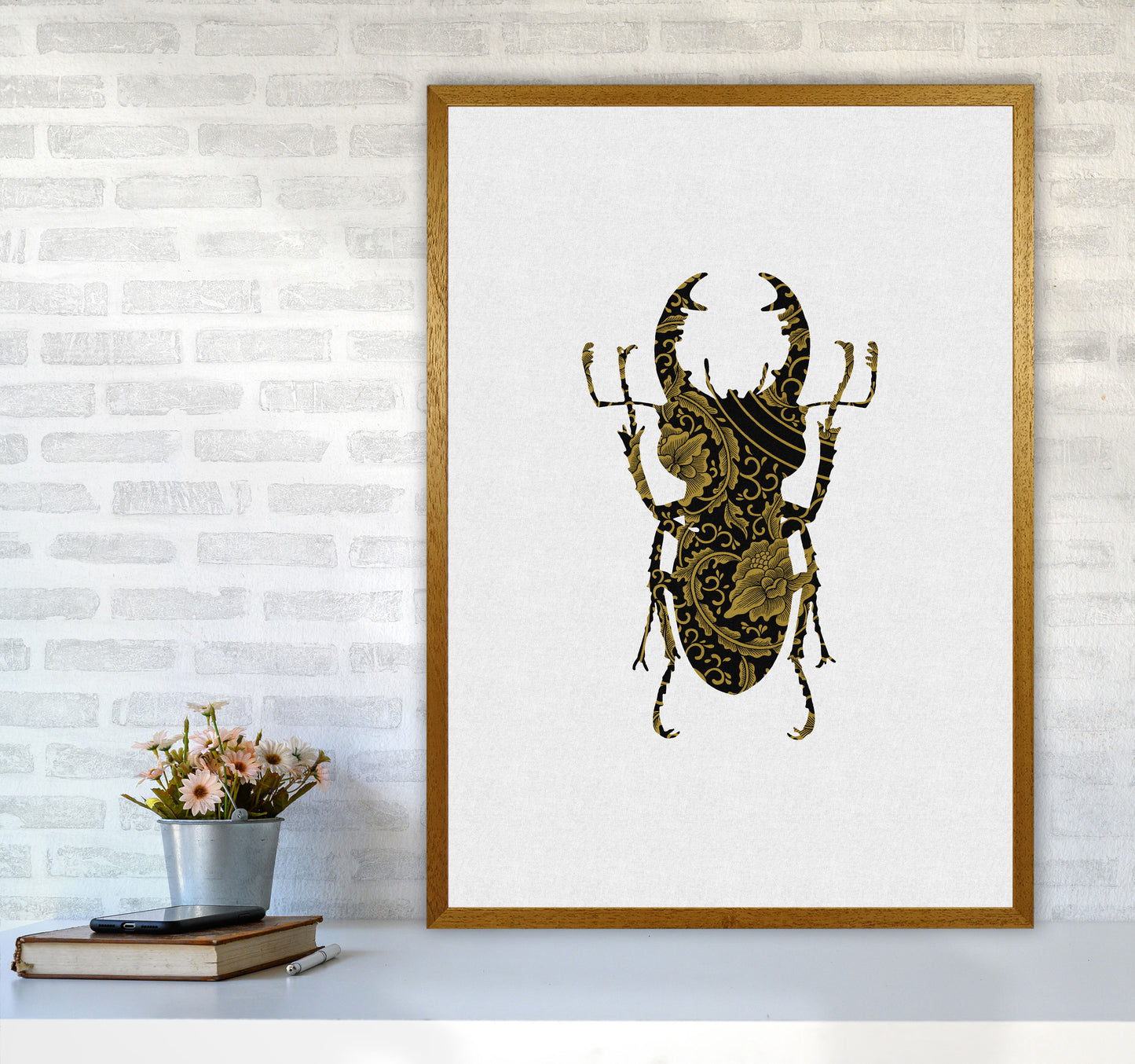 Black And Gold Beetle II Print By Orara Studio Animal Art Print A1 Print Only