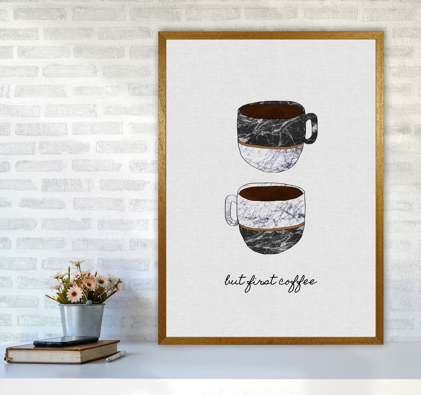 But First Coffee II Print By Orara Studio, Framed Kitchen Wall Art A1 Print Only