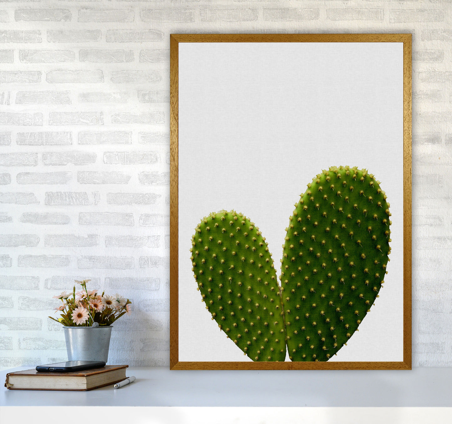 Heart Cactus Print By Orara Studio, Framed Botanical & Nature Art Print A1 Print Only